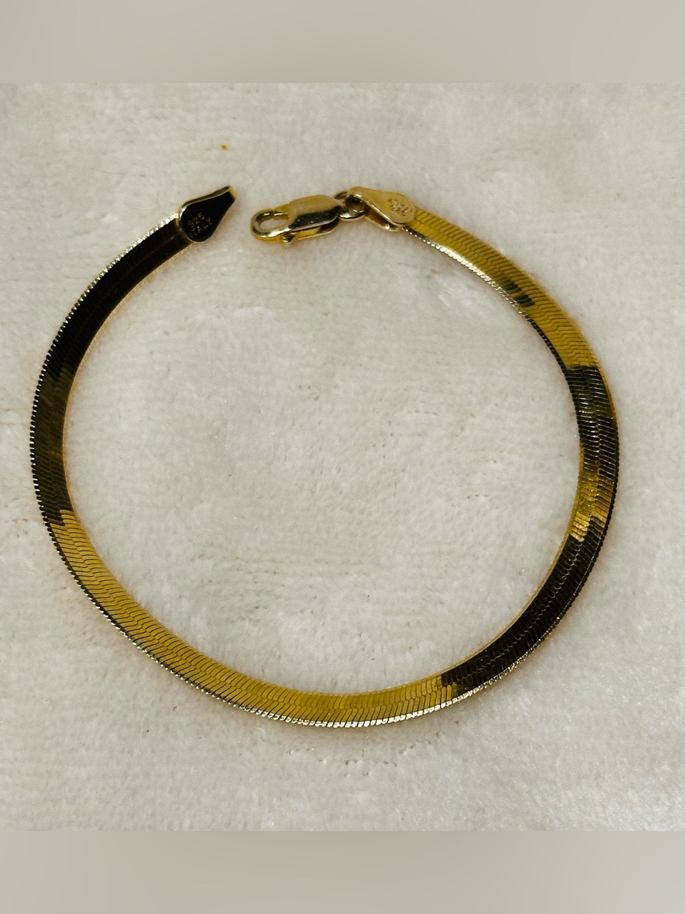 Tortolani Sterling Silver Bracelet Signed .925 Itlay Vtg Gold Tone Herringbone